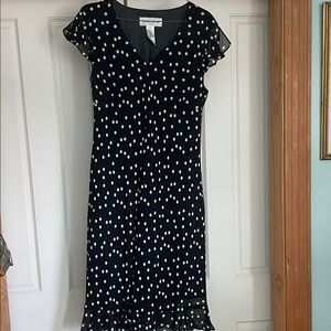 Jones wear Black and White Polka Dot Dress. Size 14